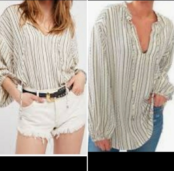 Free People Tops - Free People TUNIC ivory gray black